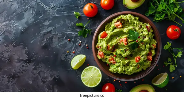 Homemade Guacamole with Fresh Avocado and Cilantro