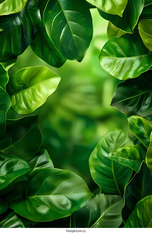 Green Leaves Frame Background
