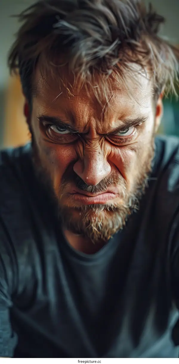 Close-up Angry Man Portrait