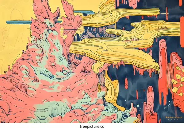 Abstract Colorful Art Illustration with Organic Shapes