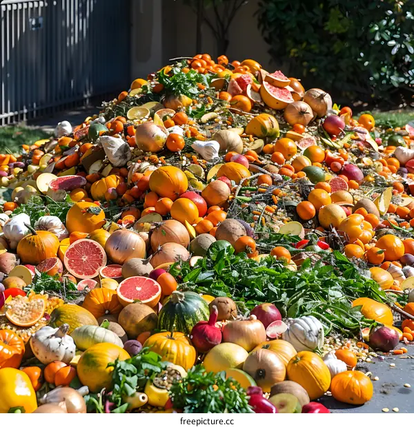 Pile of Food Waste for Compost
