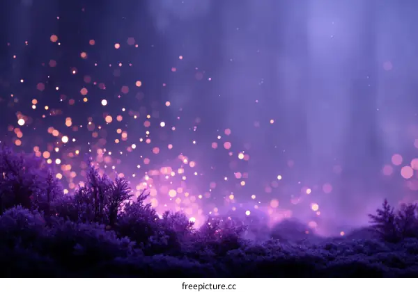 Enchanted Forest Night Scene with Sparkling Lights