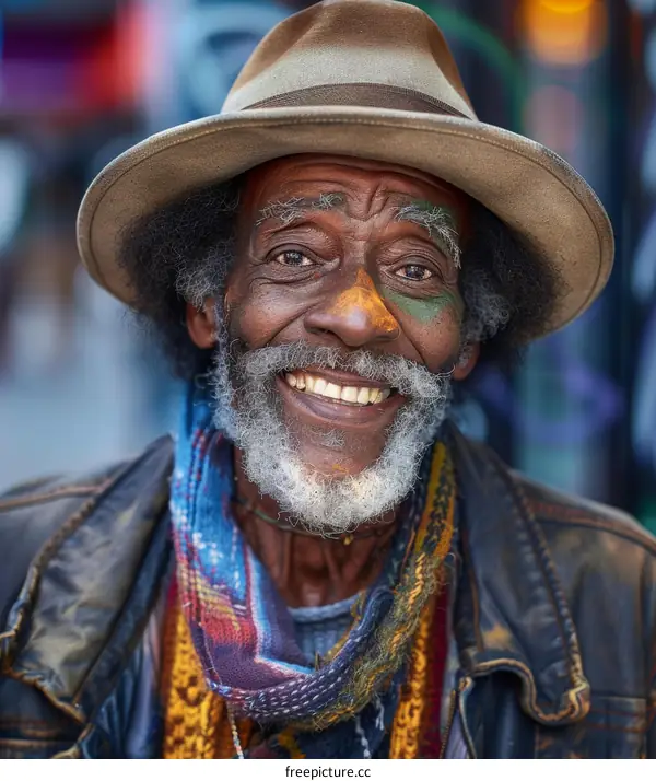 Smiling Senior Man in Street Portrait