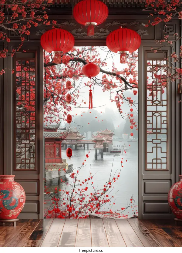 Elegant Chinese Interior Design with Classical Redwood Furniture