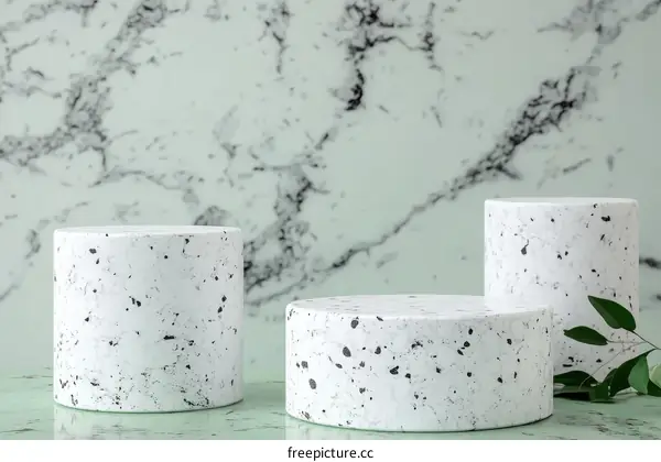 Elegant Minimalist Display Stands on a Mint Green Marble Background