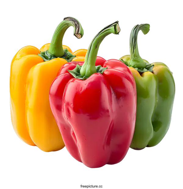 [Transparent Background PNG]Three Bell Peppers on White Background