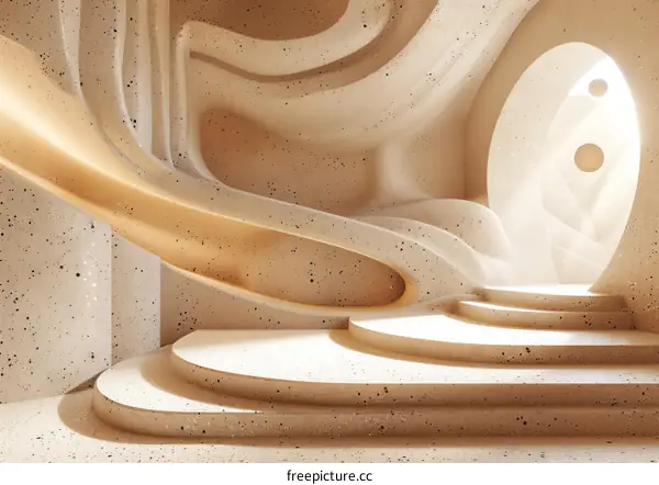 Abstract Beige Background with Curved Shapes