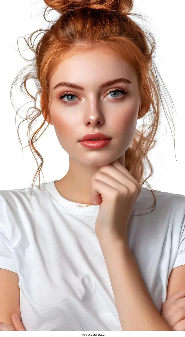 Closeup Portrait of Young Woman with Red Hair
