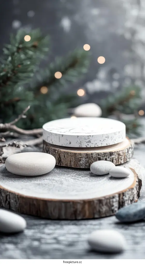 Winter Scene Display Stand with Decorative Stones