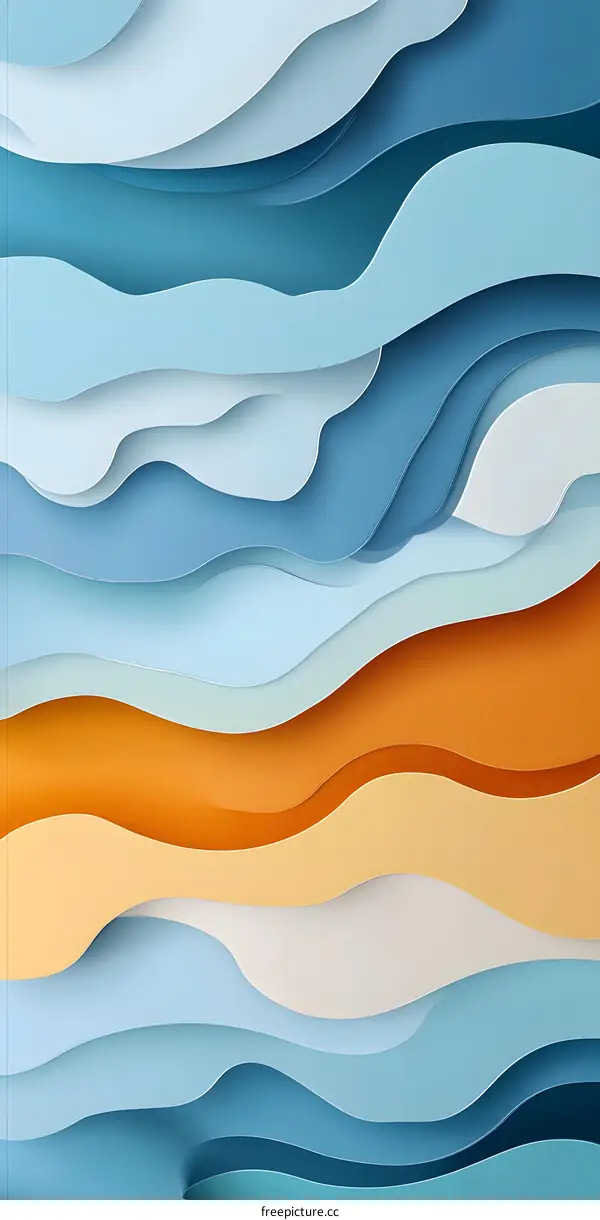 Abstract Blue and Orange Paper Cut Background