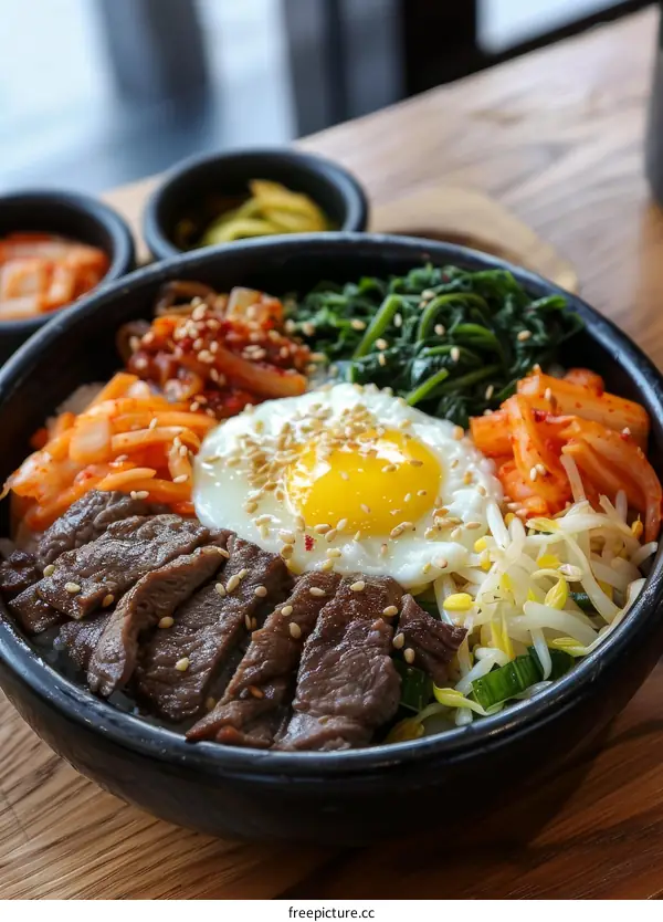 Bibimbap with Beef, Egg and Vegetables
