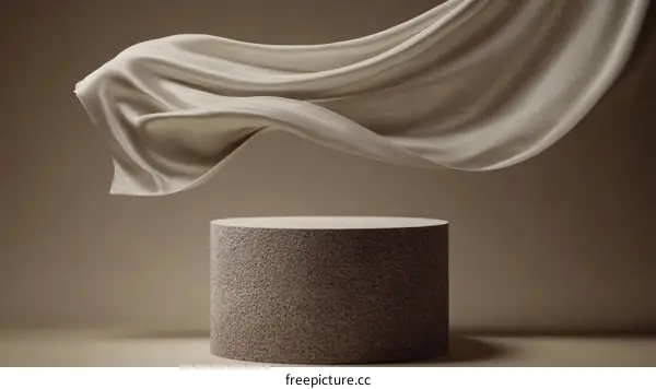 Elegant Beige Fabric Drape on Display Stand