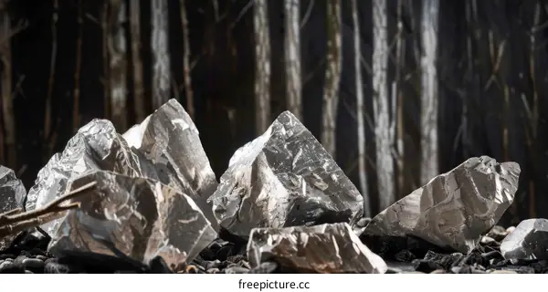 Gray Rough Stones Against Dark Background