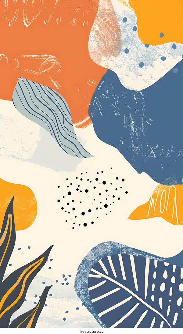 Abstract Art Print with Geometric Shapes and Patterns