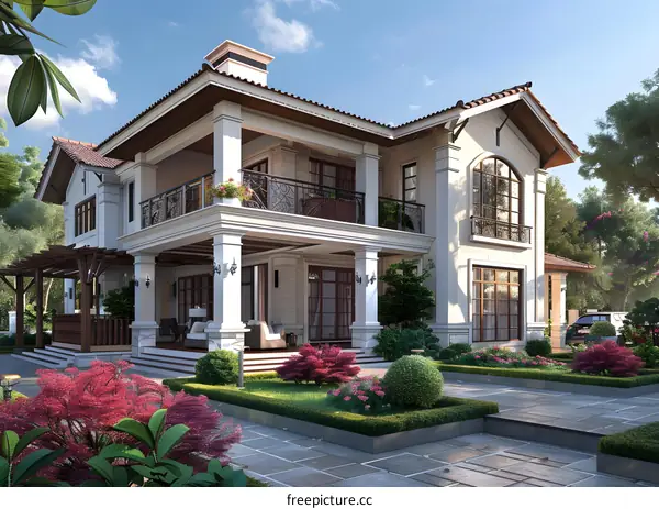 The villa has a beautiful garden