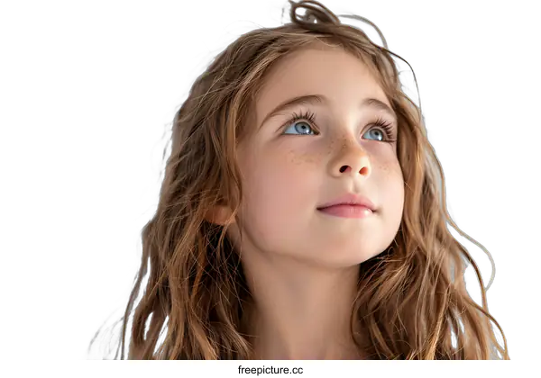 [Transparent Background PNG]Portrait of a Little Girl with Freckles