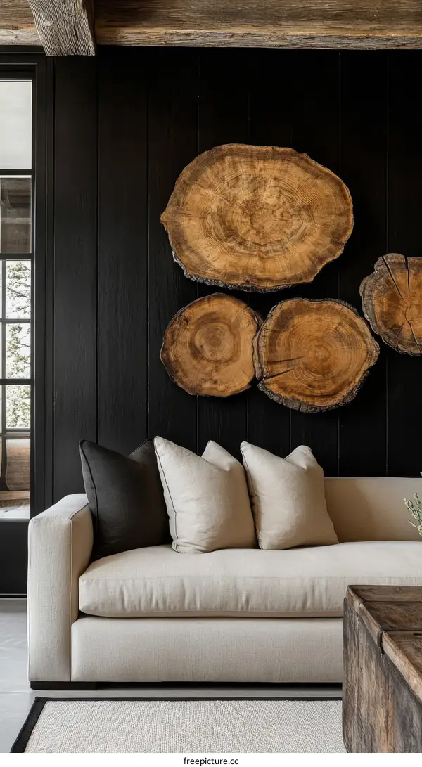 Modern Farmhouse Living Room with Wooden Wall Decor