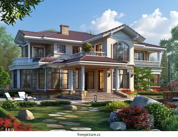 Luxury Mansion Exterior Design Illustration