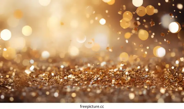Golden glitter background with blurred lights