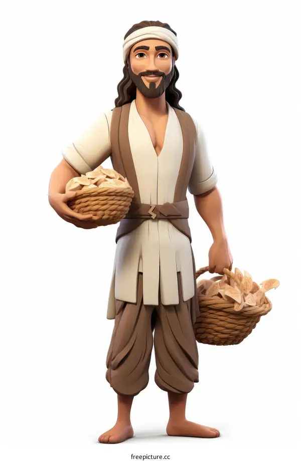 Middle Eastern man with bread