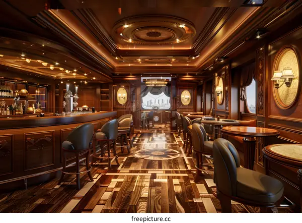 Luxury yacht interior bar