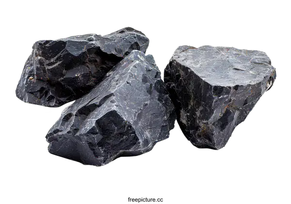 [Transparent Background PNG]Black Obsidian Stones on transparent background