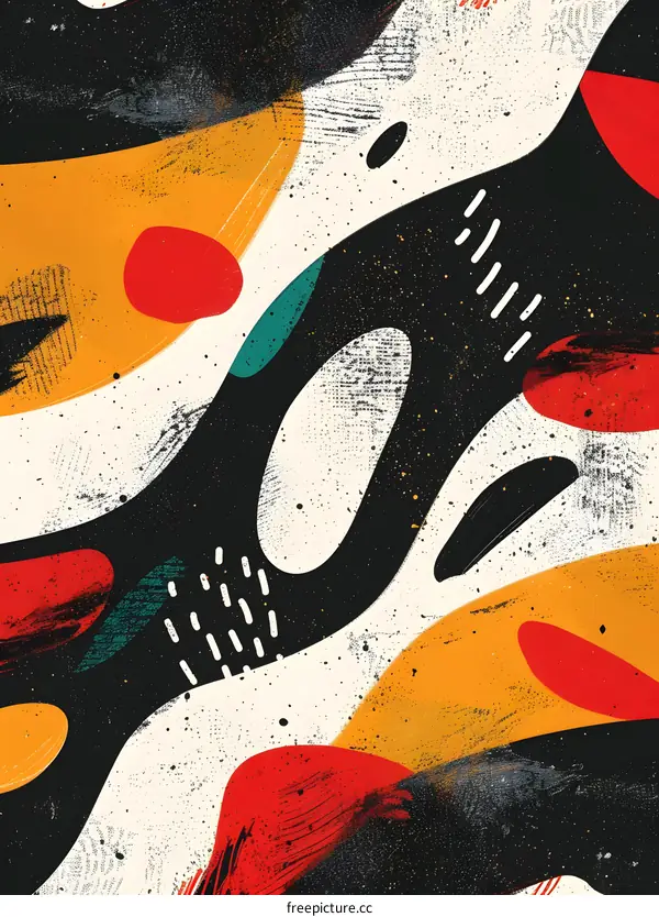 Abstract Painting with Black, Red, Yellow and Green Colors