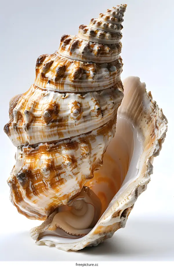 A conch shell with a white background