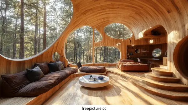 Wooden Cabin with Forest Views and Unique Design