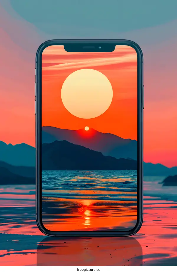 Sunset on the Beach Screen on Smartphone