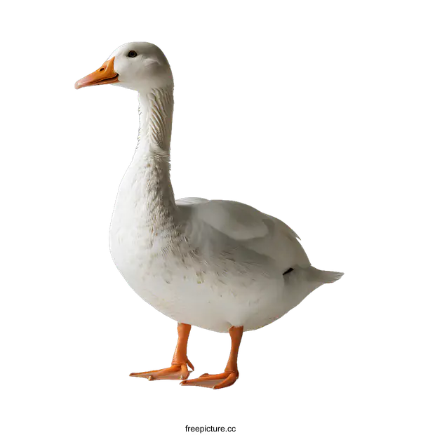 [Transparent Background PNG]A white duck stands on a white background