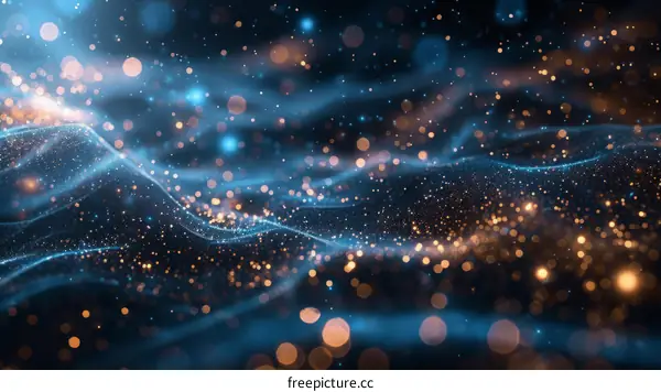 Abstract Golden and Blue Fluid Waves for Trendy Background