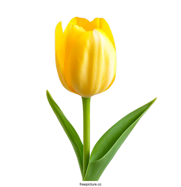 [Transparent Background PNG]Close Up Yellow Tulip Flower on transparent background