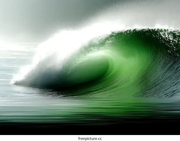 Dramatic Green Wave Crashing