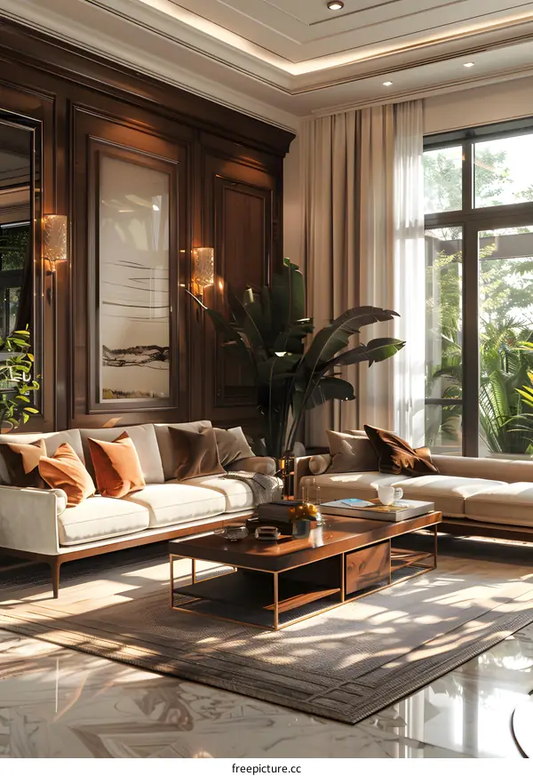 Indoor and modern minimalist living room