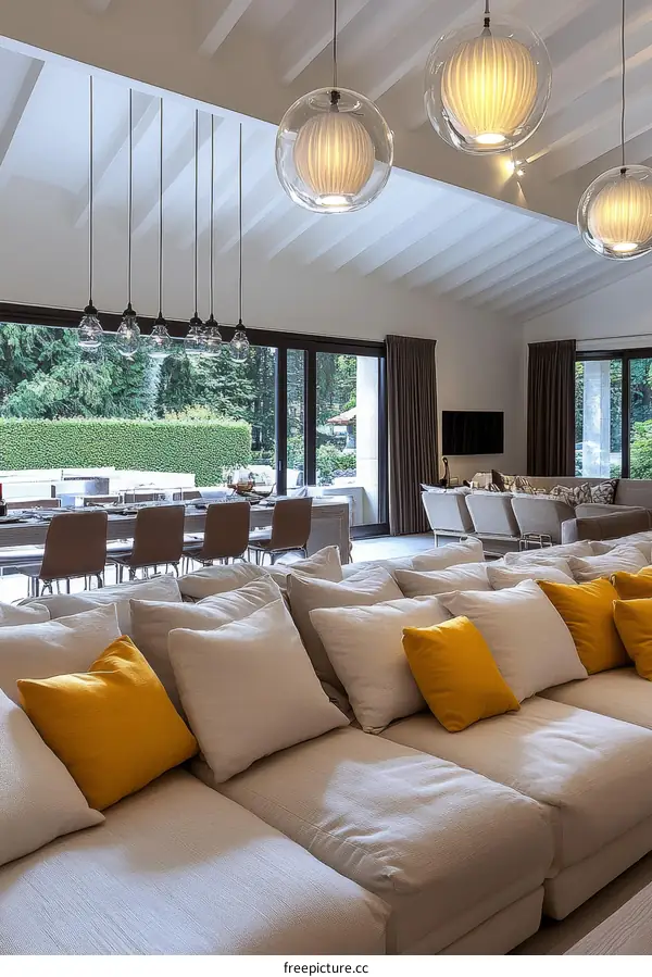 Modern Open-Plan Living Area with Large Seating
