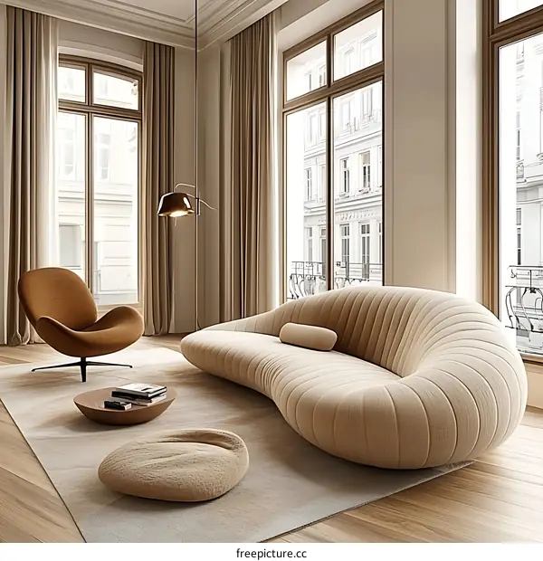 Modern Beige Living Room Interior Design