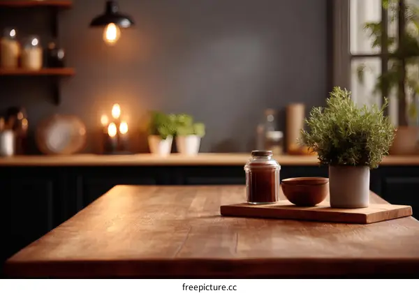 Rustic Kitchen Table Top with Decor