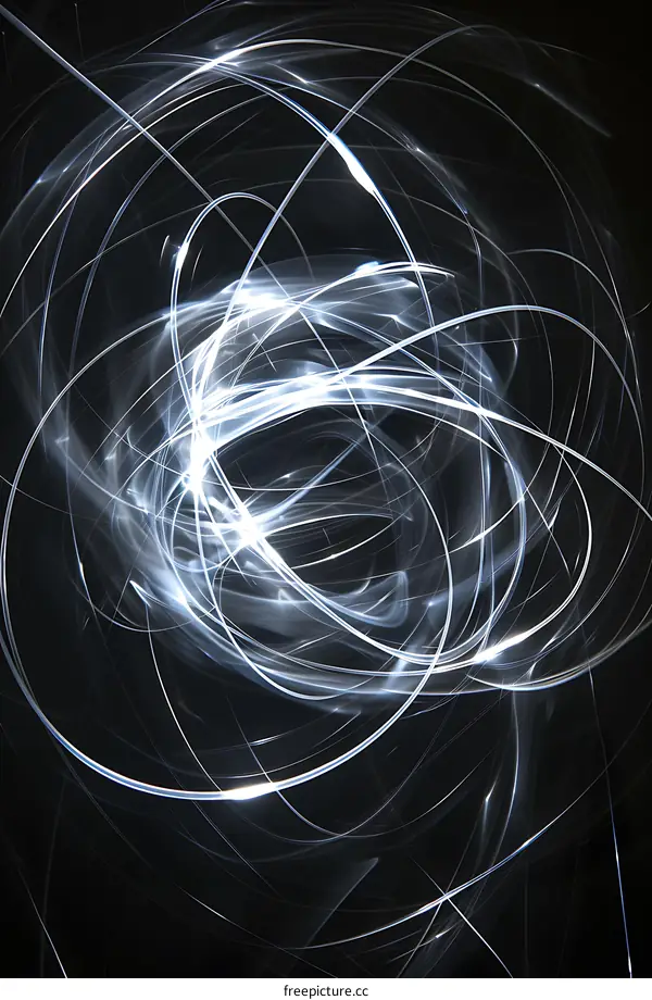 Abstract Light Trails On Black Background