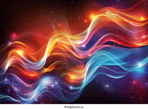 Abstract Colorful Wave Patterns in Space