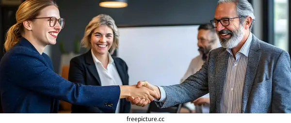 Business Deal Handshake with Smiles