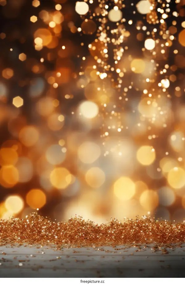 Golden glitter texture with blurred lights background