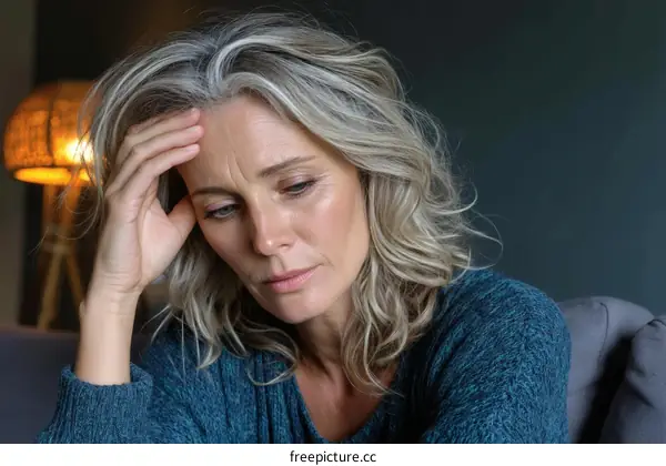 Worried Mature Caucasian Woman Portrait