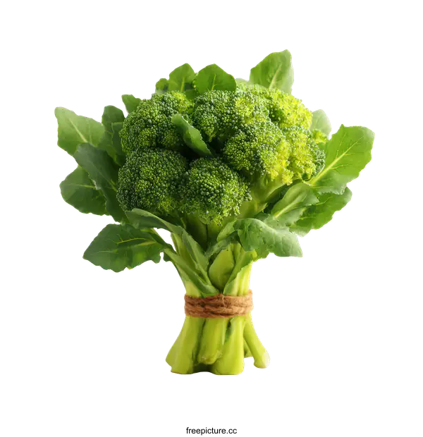[Transparent Background PNG]Fresh Broccoli Bunch Close-up on White Background