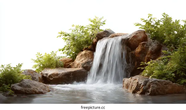 Miniature Waterfall in a Stone Garden