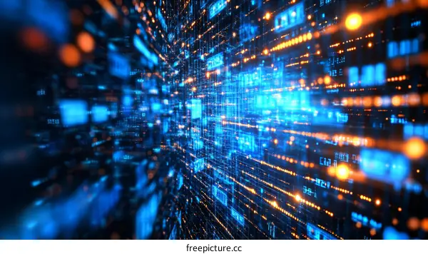 Digital Data Flow Tunnel Illustration