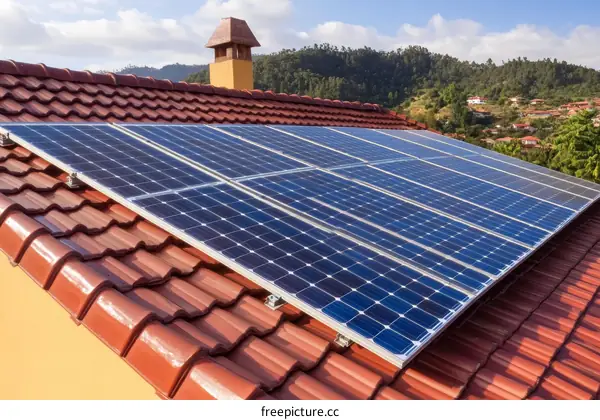 Solar Panels on a Terracotta Roof