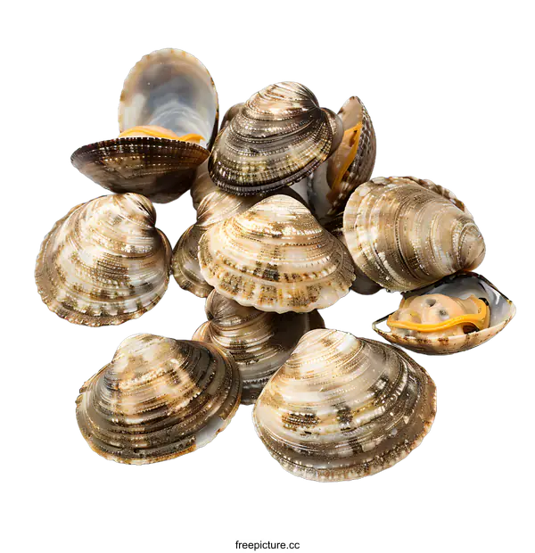 [Transparent Background PNG]A pile of fresh clams on a white background