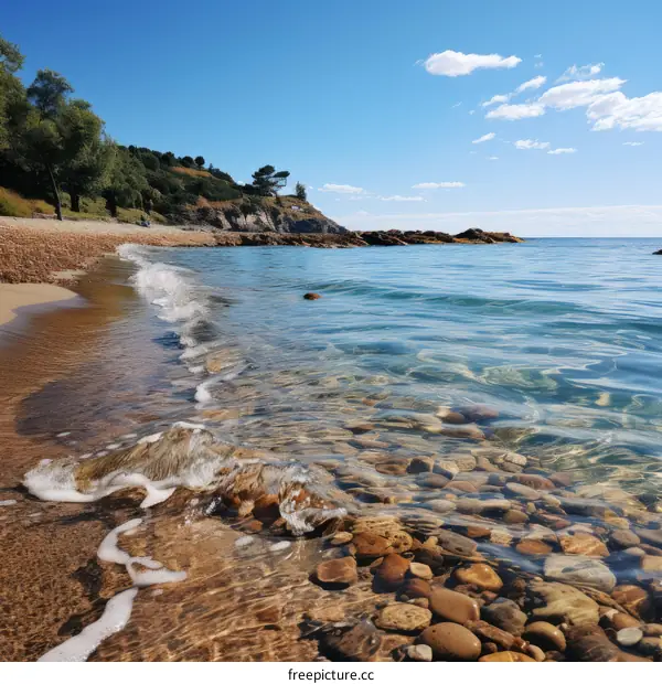 Rocky beach with crystal clear water