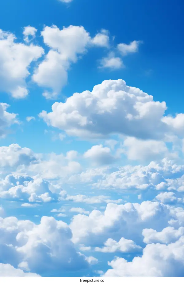 Beautiful Blue Sky with Fluffy White Clouds